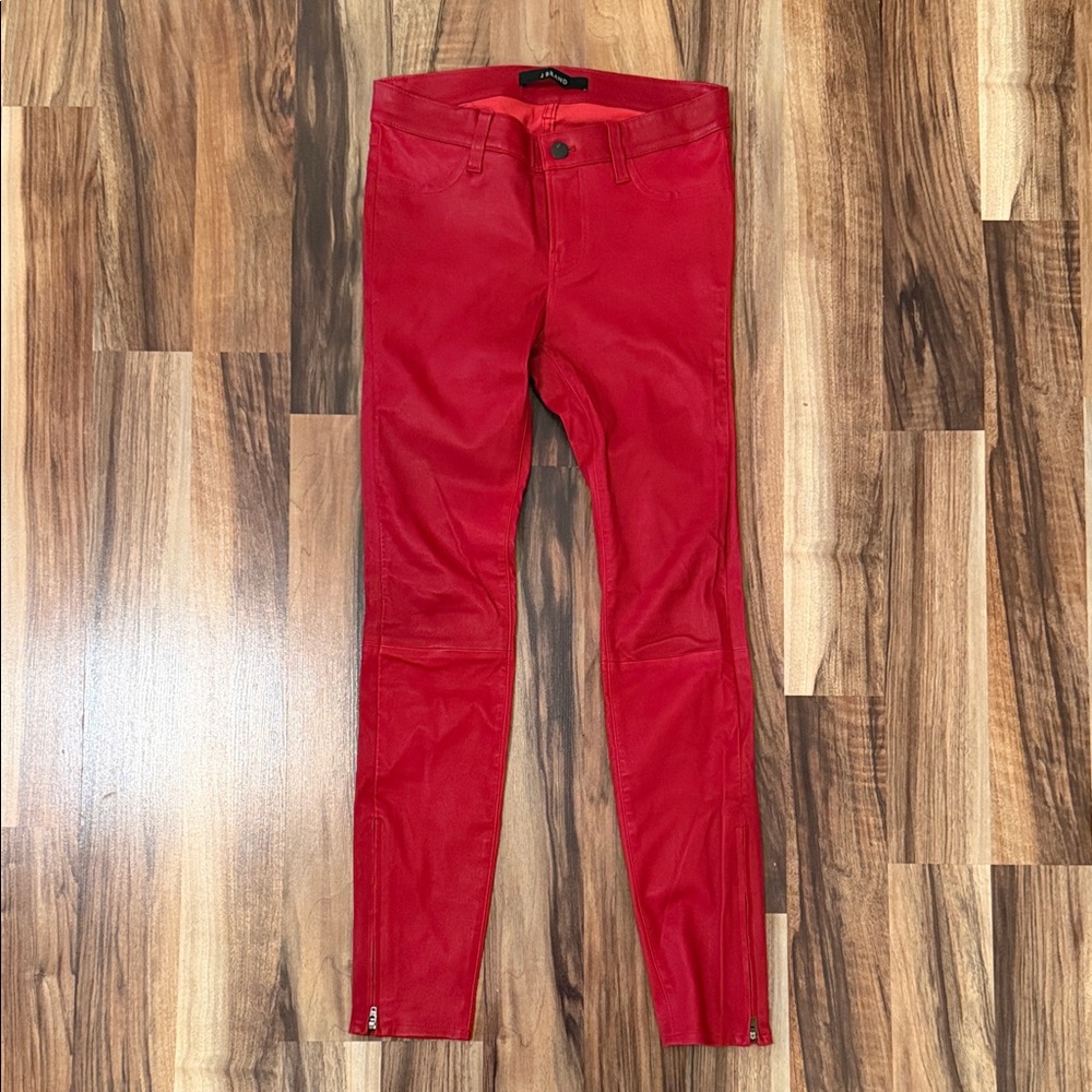 JBrand Red Real Leather Skinny Jeans.